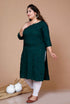 Miravan WomenS Plus Size Green Embroidered Straight Kurti