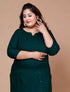 Miravan WomenS Plus Size Green Embroidered Straight Kurti