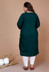 Miravan WomenS Plus Size Green Embroidered Straight Kurti