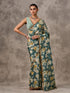 Mohey Teal Green Tissue Multicolour Floral Printed Saree