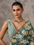 Mohey Teal Green Tissue Multicolour Floral Printed Saree