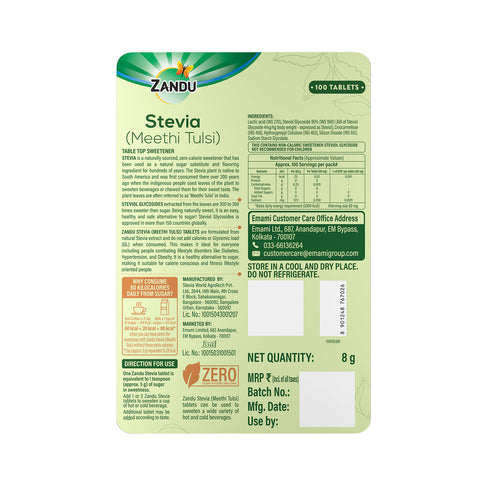 Zandu Stevia (Meethi Tulsi) Tablets