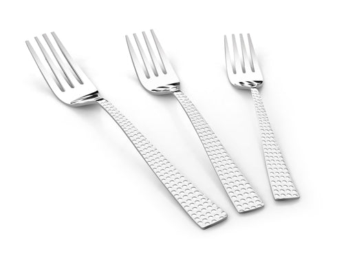 Vinod Stainless Steel Aero Hammered Dinner Fork Table Fork Set of 12 Heavy Gauge Stainless Steel Rust Free Mirror Finish Durable and Dishwasher Safe