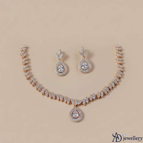 Teardrop Elegance Diamond Necklace Set