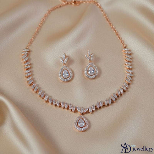 Teardrop Elegance Diamond Necklace Set