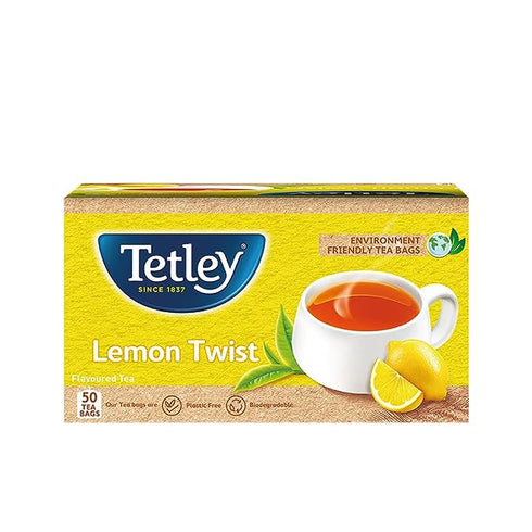 Tetley Lemon Flavoured Refreshing Tea (Black Tea) 50 Bags