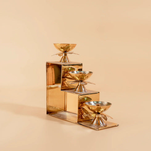 Samskara Home 3 Step Brass Diya Stand