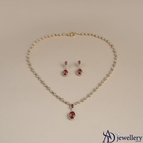 Timeless Double Ruby Drop Necklace Set