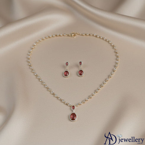 Timeless Double Ruby Drop Necklace Set