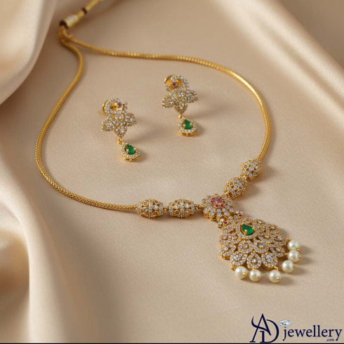 Traditional Gold-Toned Pearl Necklace Set