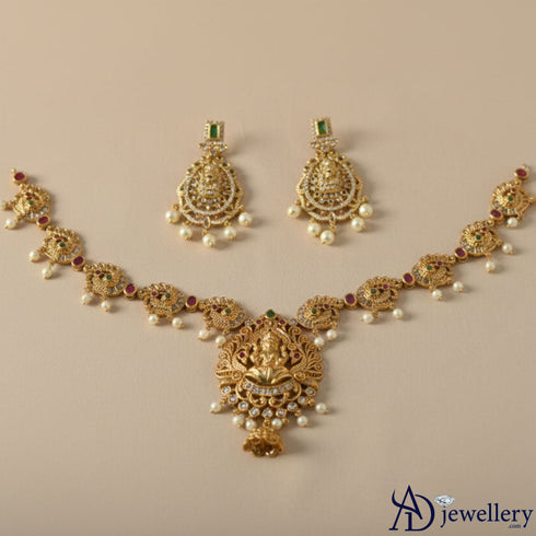 Traditional Lakshmi Devi Temple Necklace Set