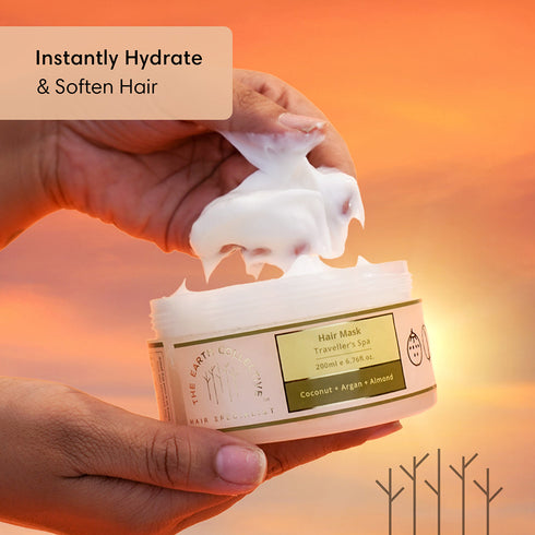 Theearthcollective in Traveller's Spa Hair Mask For Instant Spa like Experience Coconut Argan & Almond