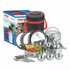 Vinod Stainless Steel Travelling Set 10 Inch 4 Compartment 25 Pcs Mirror Finish Tough and Strong Dishwasher Safe Rust Free