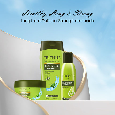 Vasuestore trichup healthy long strong shampoo cream enriched with aloe vera neem provides essential nutrients to your hair follicles promote healthy shiny strong hair