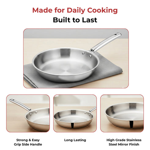 Vinod Doniv Titanium Triply Stainless Steel Fry Pan 20 cms Induction Friendly