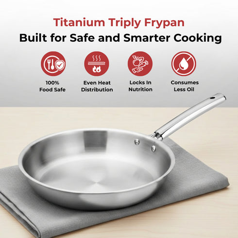 Vinod Doniv Titanium Triply Stainless Steel Fry Pan 24 cms Induction Friendly