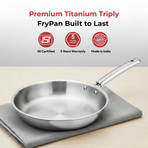 Vinod Doniv Titanium Triply Stainless Steel Fry Pan 26 cms Induction Friendly