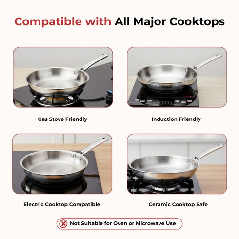 Vinod Doniv Titanium Triply Stainless Steel Fry Pan 20 cms Induction Friendly