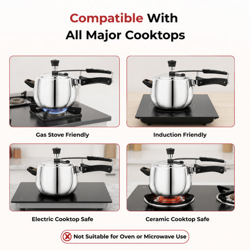 Vinod Doniv Titanium Triply Stainless Steel Pressure Cooker 5 Ltr Inner Lid Induction Friendly