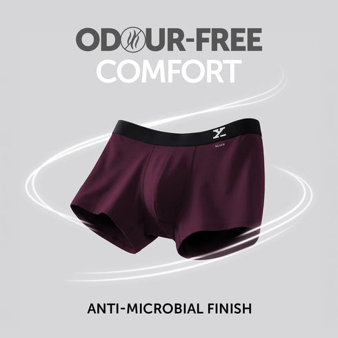 XYXX Aero Silver Cotton Trunks Plum Red