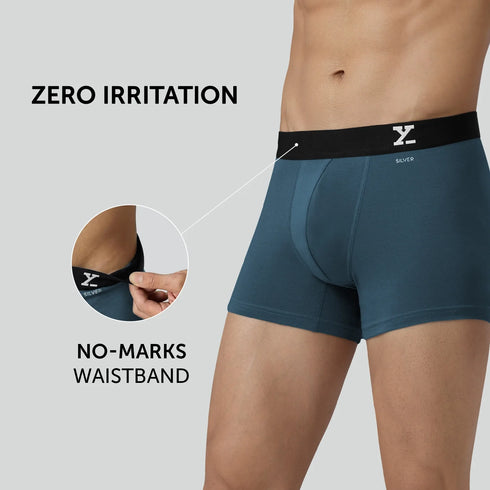 XYXX Aero Silver Cotton Trunks Steel Blue