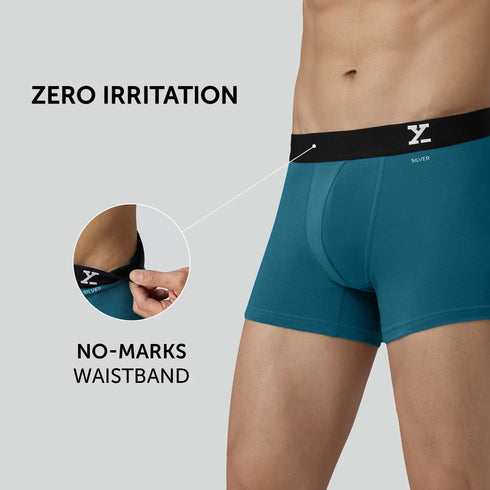 XYXX Aero Silver Cotton Trunks Green Emerald