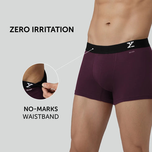 XYXX Aero Silver Cotton Trunks Plum Red