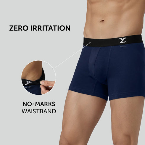 XYXX Aero Silver Cotton Trunks Midnight Blue