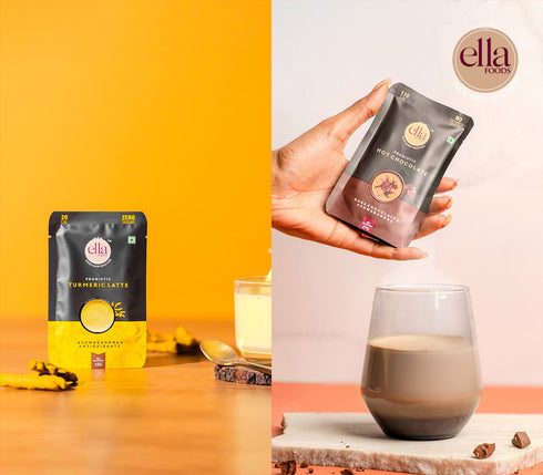 Ella Foods Instant Turmeric Latte & Hot Chocolate Sachets