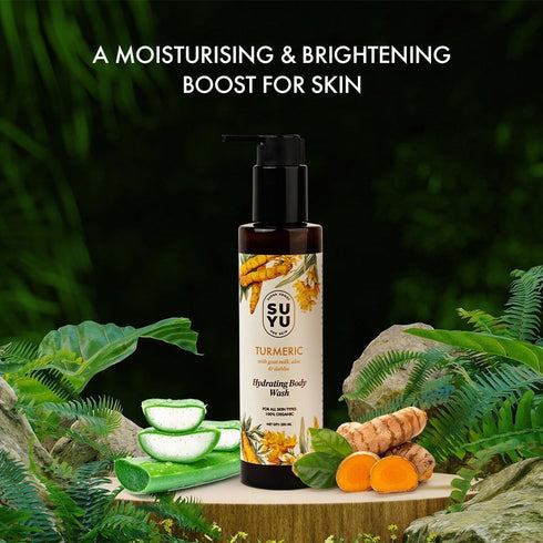 Suyu India Head to Toe Regime Turmeric Body Wash Face Wash Shampoo & Hair Oil