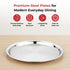 Vinod Stainless Steel Two Tone German Bogi Plate Set of 6 28.5 cm Lunch Plate Dinner Plate High Grade Stainless Steel Mirror Finish