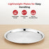 Vinod Stainless Steel Two Tone German Bogi Plate Set of 6 28.5 cm Lunch Plate Dinner Plate High Grade Stainless Steel Mirror Finish