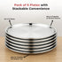 Vinod Stainless Steel Two Tone German Bogi Plate Set of 6 28.5 cm Lunch Plate Dinner Plate High Grade Stainless Steel Mirror Finish