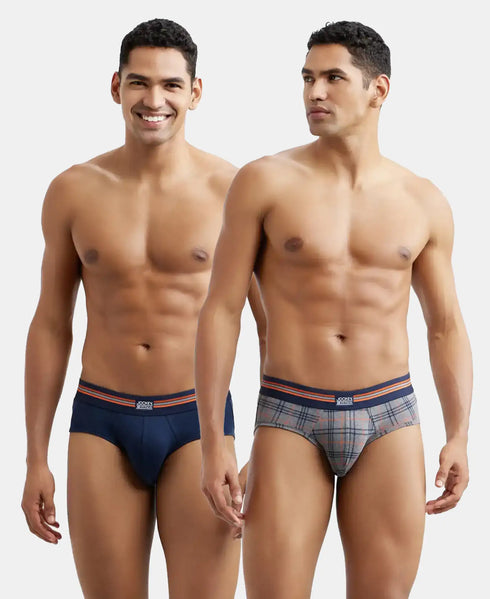 Jockey Cotton Elastane Printed Brief | Navy Print