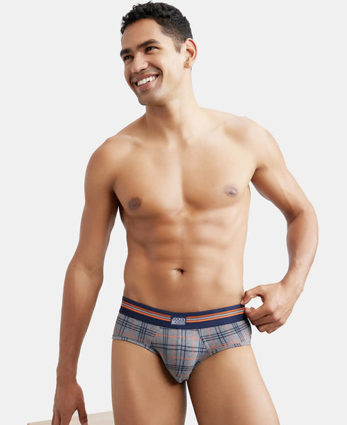 Jockey Cotton Elastane Printed Brief | Navy Print