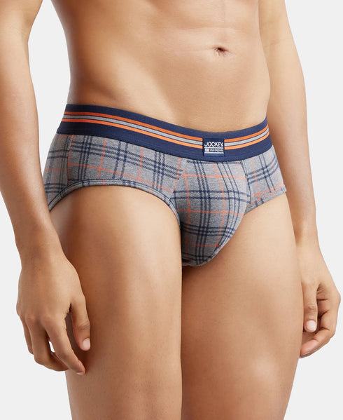 Jockey Cotton Elastane Printed Brief | Navy Print
