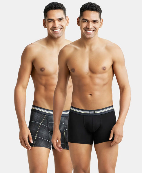 Jockey Cotton Stretch Printed Trunk with Ultrasoft Waistband | Black