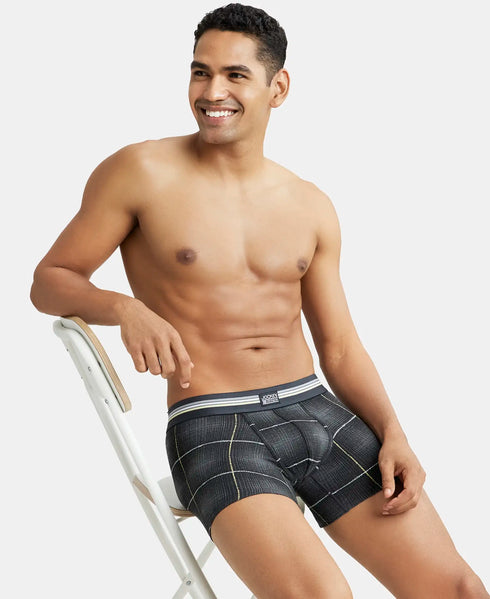 Jockey Cotton Stretch Printed Trunk with Ultrasoft Waistband | Black