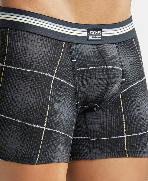 Jockey Cotton Stretch Printed Trunk with Ultrasoft Waistband | Black