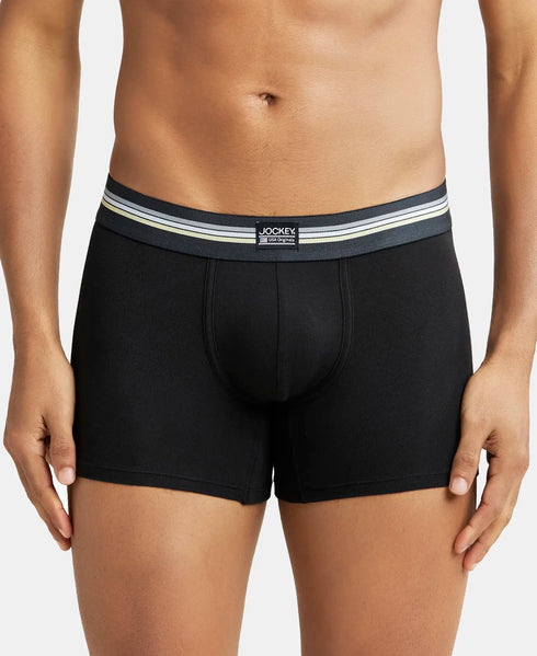 Jockey Cotton Stretch Printed Trunk with Ultrasoft Waistband | Black