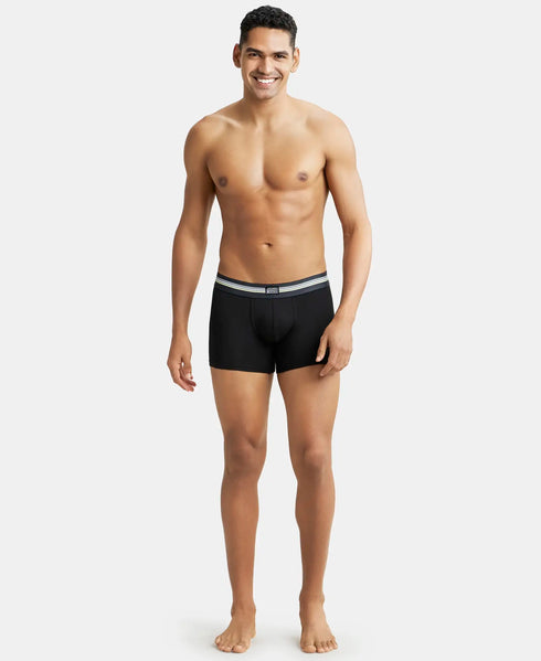 Jockey Cotton Stretch Printed Trunk with Ultrasoft Waistband | Black