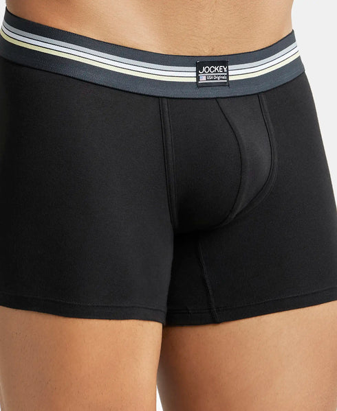 Jockey Cotton Stretch Printed Trunk with Ultrasoft Waistband | Black