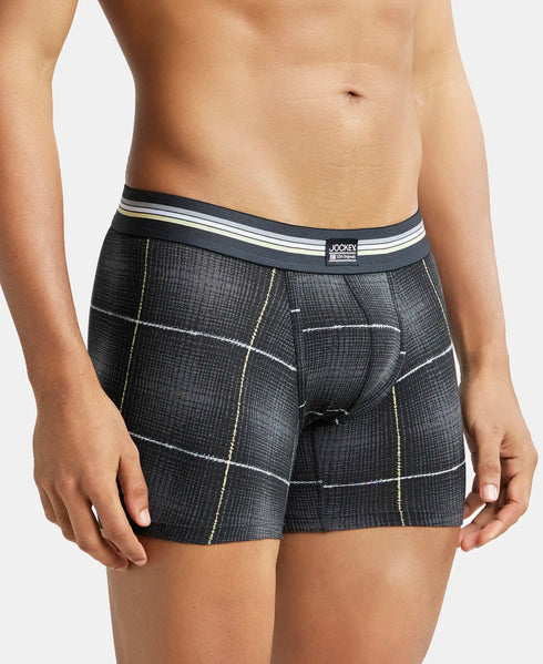 Jockey Cotton Stretch Printed Trunk with Ultrasoft Waistband | Black