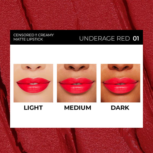 Soku Cosmetic Censored !! Creamy Matte Lipstick - Underage Red