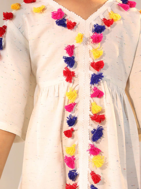 VASTRAMAY Cream Holi Special Siblings Matching Set