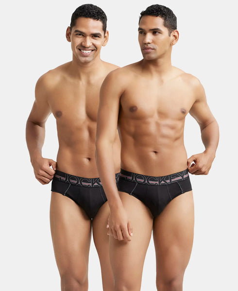 Jockey Cotton Solid Brief with Ultrasoft Waistband | Black | Pack of 2