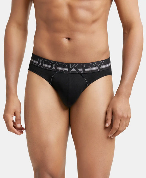 Jockey Cotton Rib Solid Brief with Ultrasoft Waistband | Black