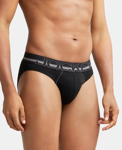 Jockey Cotton Rib Solid Brief with Ultrasoft Waistband | Black