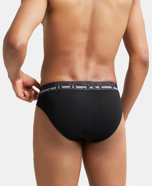 Jockey Cotton Rib Solid Brief with Ultrasoft Waistband | Black