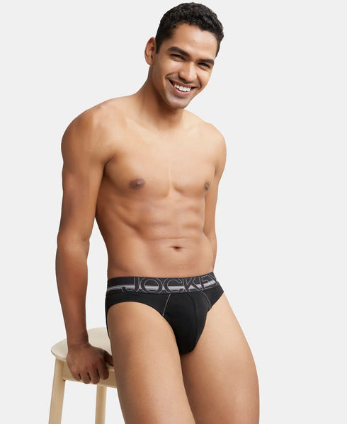 Jockey Cotton Rib Solid Brief with Ultrasoft Waistband | Black